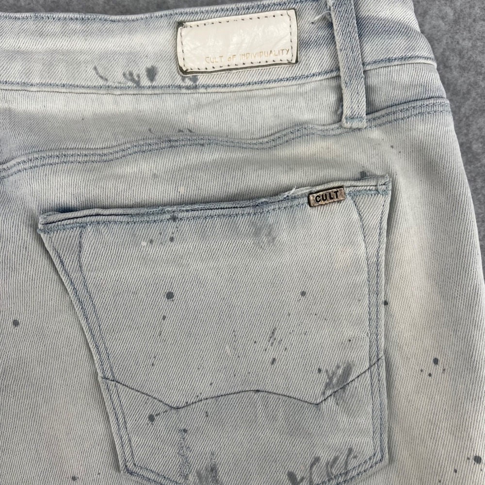 Cult of Individuality Zen Midrise Skinny Jeans Light Wash Paint Splatter - Picture 15 of 16